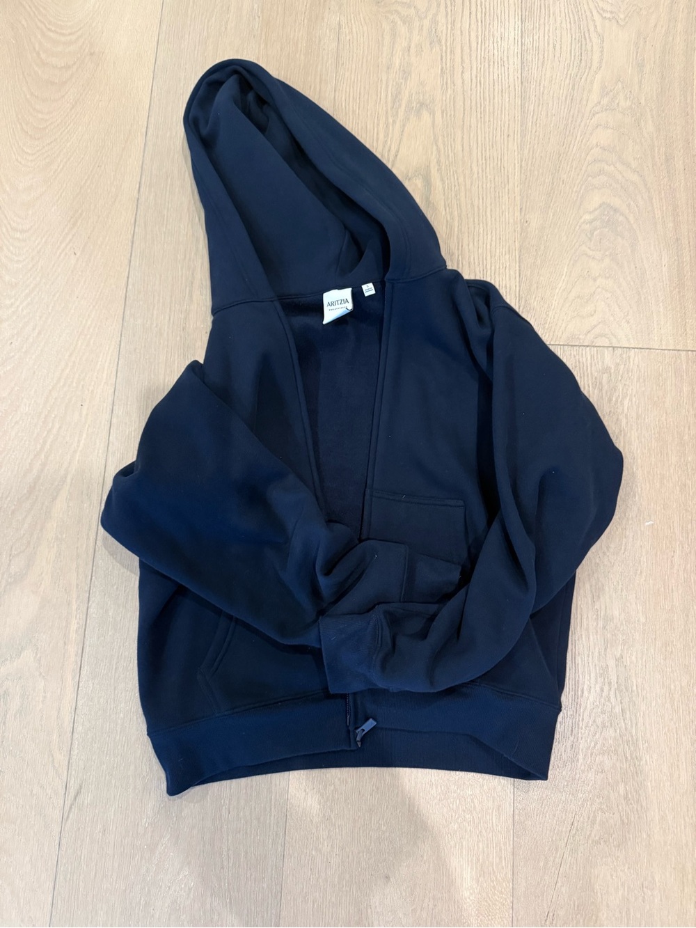 Aritzia Navy Sweatfleece Zip Hoodie